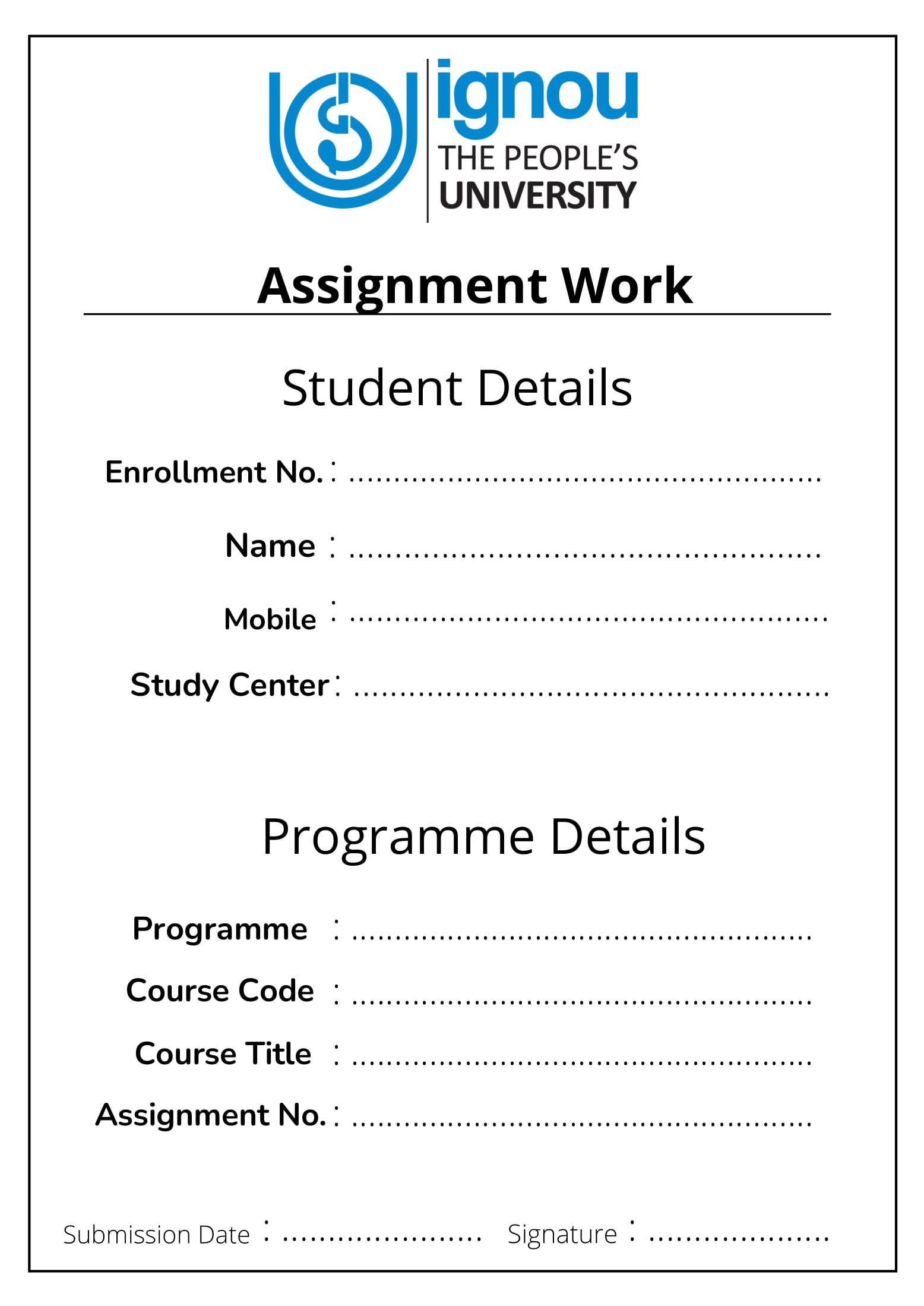 assignment front page pdf free download